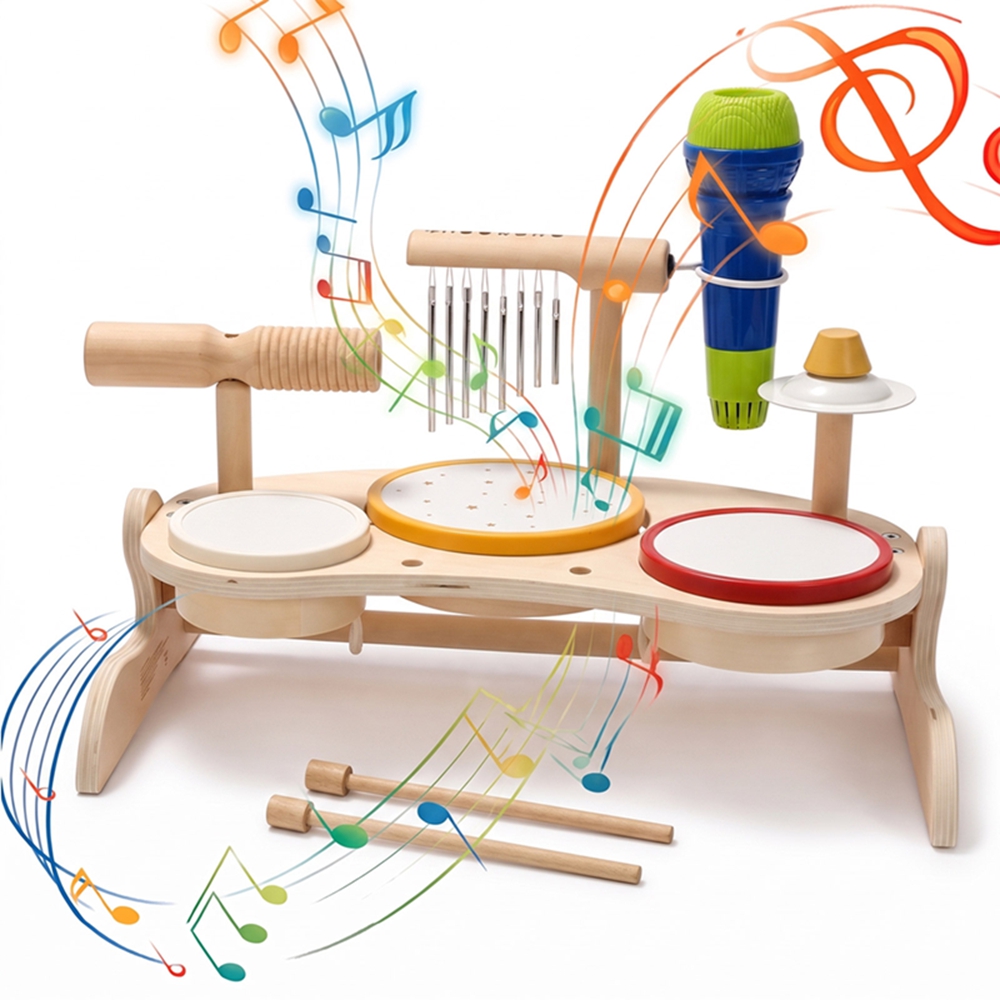 Musical Instrument Harmonium - Kids Wooden Drum Set Musical Toy