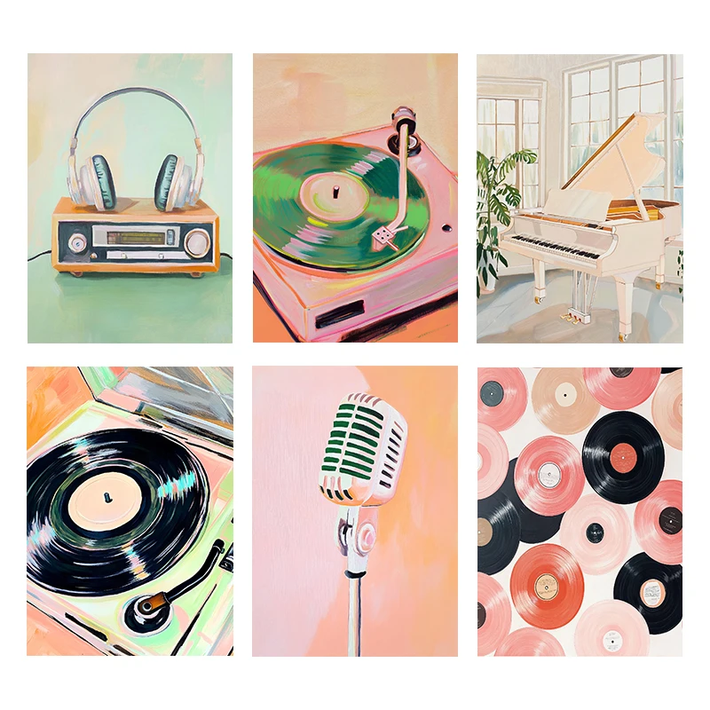 Picture Of Musical Instrument - (No frame)Retro Musical Art Poster Record